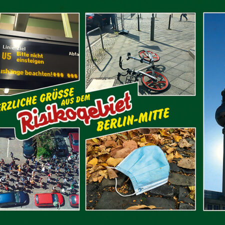 Postkarte Herzliche Grüsse aus dem Risikogebiet Berlin Mitte